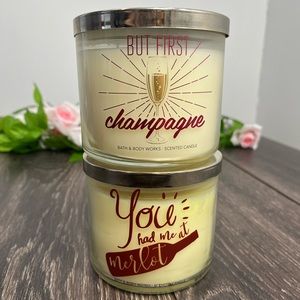 Set of Black Cherry Merlot and Champagne Toast Bath & Bodyworks 3 Wick Candles